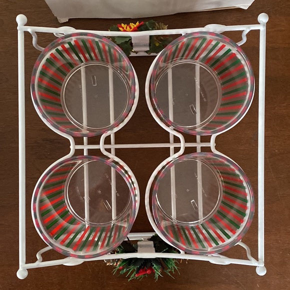 Vintage 1980s cocktail sled set of 4 striped tumblers in metal Christmas sleigh - Picture 5 of 5
